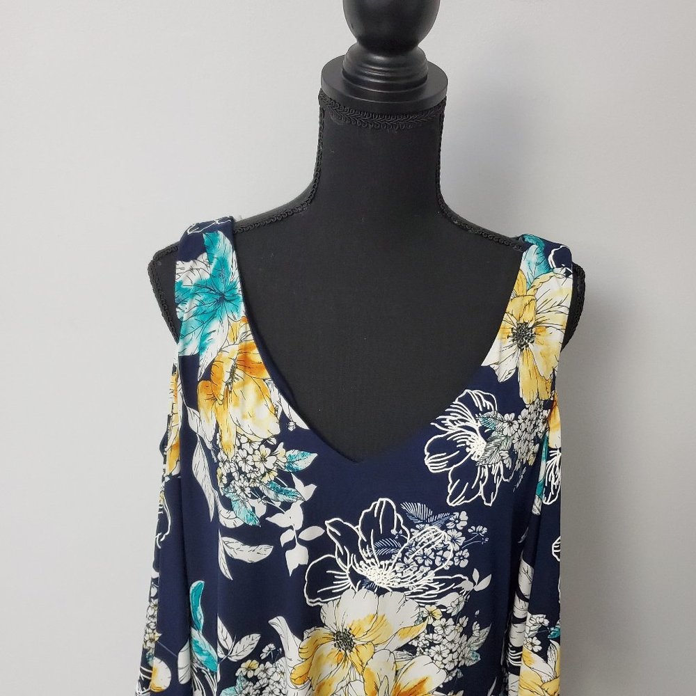 Connected Women's Multicolor Cold Shoulder A-line